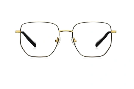 عینک طبی فلزی بولون - شبه مربعی - رنگ مشکی طلایی - زاویه روبرو