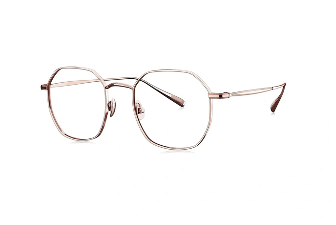 عینک طبی فلزی رز گلد بولون - چند ضلعی - زاویه سه رخ