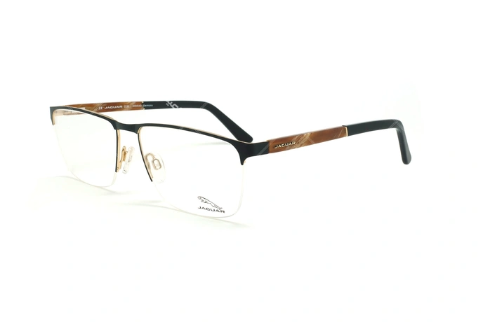 عینک طبی زیرگریف جگوار JAGUAR 33089 - مشکی طلایی - عکاسی وحدت - زاویه سه رخ