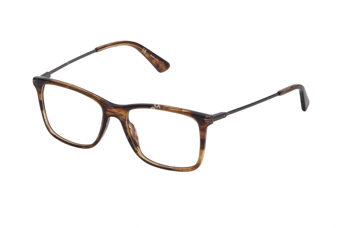 عینک طبی پلیس - POLICE VPL563- رنگ فریم قهوه ای هاوانا- اپتیک وحدت - عکس از سه رخ