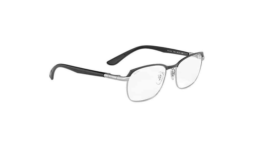 عینک طبی ریبن فلزی مشکی نقره ای طرح مستطیلی - زاویه سه رخ