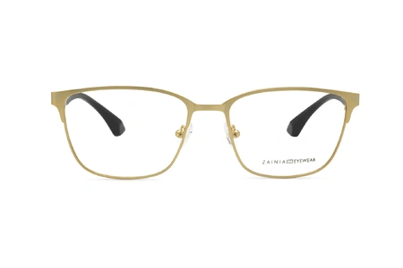 عینک طبی زینیا مربعی شکل طلایی رنگ - زاویه رو به رو