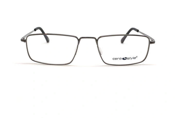 عینک مطالعه نیمه مستطیلی سنترو استایل فریم مستطیلی فلزی طوسی رنگ - عکس از زاویه روبرو