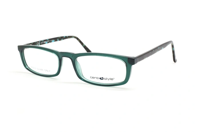 عینک مطالعه نیمه مستطیلی سنترو استایل فریم مستطیلی کائوچویی سبز رنگ - عکس از زاویه سه رخ