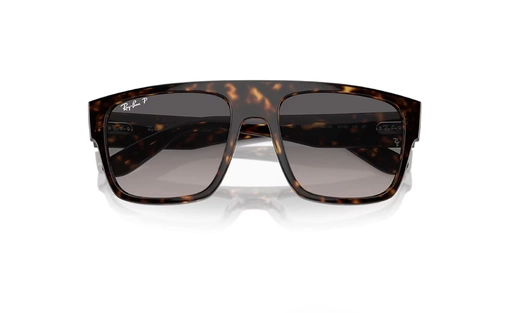 عینک آفتابی پلاریزه ری بن مدل DRIFTER polarized RB0360S - فریم قهوه ای هاوانا و عدسی خاکستری - عکس از زاویه بسته عینک