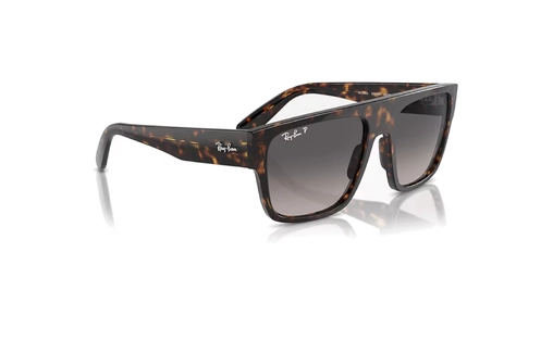 عینک آفتابی پلاریزه ری بن مدل DRIFTER polarized RB0360S - فریم قهوه ای هاوانا و عدسی خاکستری - عکس از زاویه سه رخ