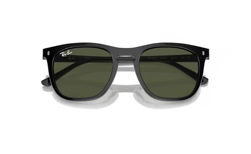 عینک آفتابی مربعی ری بن مدل RB2210 - فریم مشکی به همراه عدسی سبز - عکس از زاویه بسته عینک