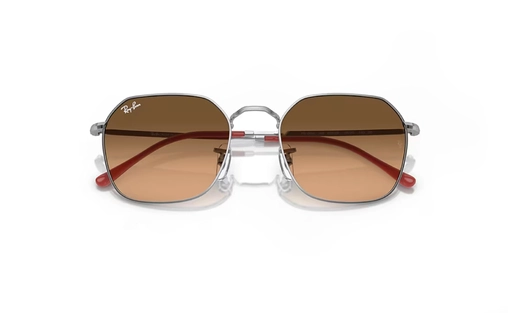 عینک آفتابی مدل جیم ریبن JIM RB3694 - فریم فلزی نقره ای براق به همراه عدسی صورتی/مشکی - عکس از زاویه بسته عینک