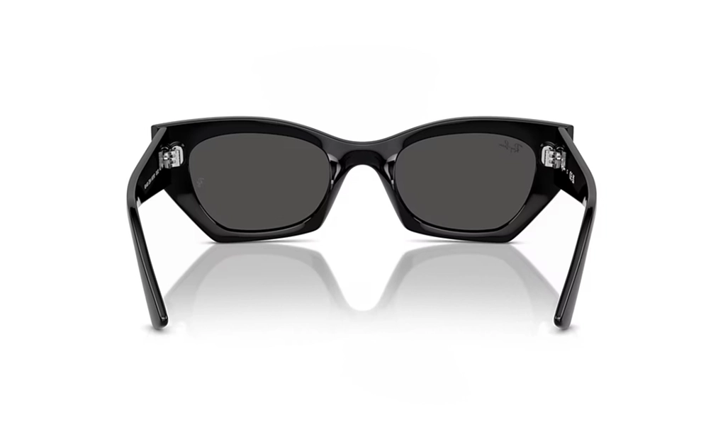 عینک آفتابی کائوچویی ری بن مدل ZENA BIO BASEDD RB4430 - فریم کائوچویی گربه ای زاویه ای دار مشکی به همراه عدسی خاکستری تیره - عکس از زاویه داخل عینک