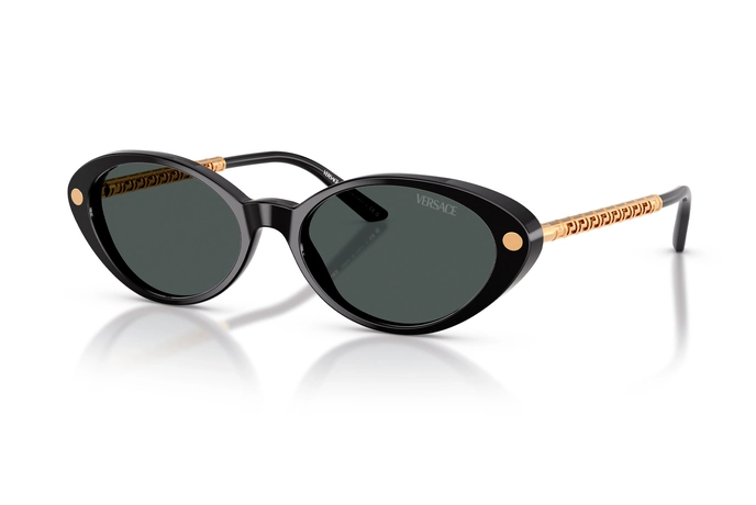 عینک آفتابی ورساچه مدل گربه ای بدنه مشکی دسته طلایی