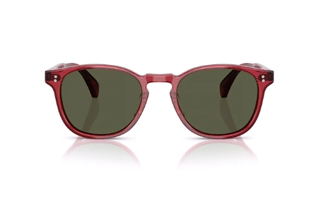 عینک آفتابی مربعی الیورپیپلز Oliver Peoples OV5298SU با بدنه قرمز و عدسی سبز - زاویه روبرو