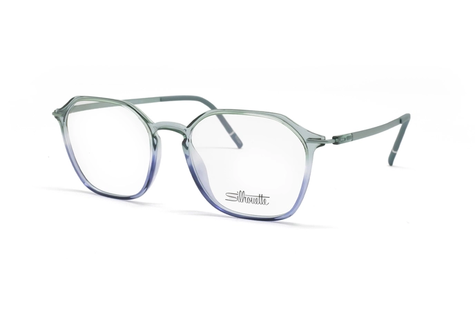 عینک طبی شش ضلعی سبز بنفش سیلوئت - زاویه سه رخ