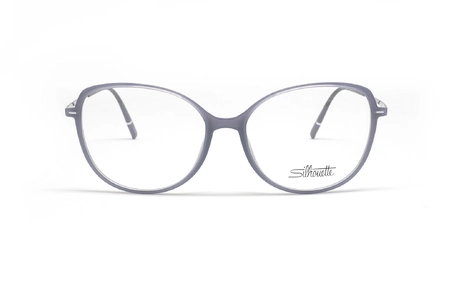 عینک طبی کائوچویی سیلوئت پروانه ای - رنگ یاسی - زاویه روبرو