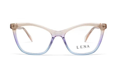 عینک طبی پروانه‌ای لنا به رنگ صورتی شیشه‌ای - زاویه روبرو