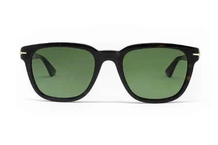 عینک آفتابی مربعی مون بلان با بدنه قهوه‌ای هاوانا و عدسی سبز. -زاویه روبرو