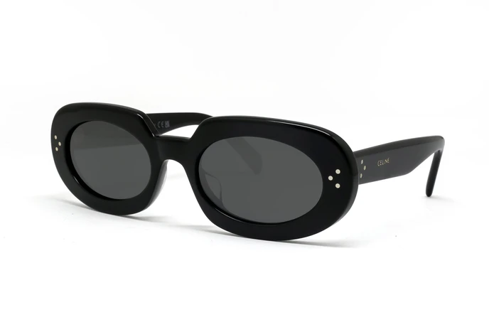 عینک آفتابی زنانه بیضی سلین رنگ مشکی با عدسی دودی - زاویه سه‌رخ