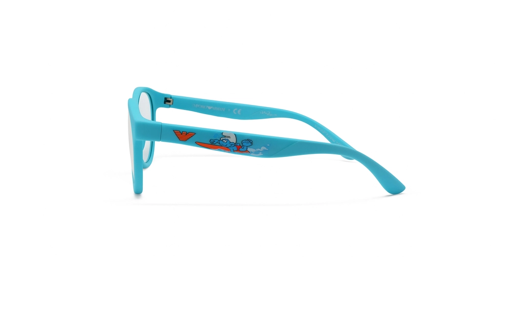 عینک طبی رویه دار کودک و نوجوان برند امپریو آرمانی-فریم آبی-عکس از زاویه کنار