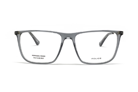 عینک طبی کائوچویی فلزی پلیس رنگ بدنه طوسی شفاف دسته طلایی - زاویه روبرو