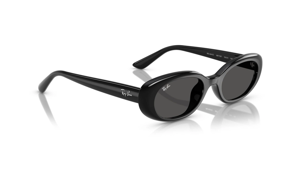 عینک آفتابی ری بن مدل RB4441D-فریم بیضی کائوچویی مشکی با عدسی دودی-عکس از زاویه بغل