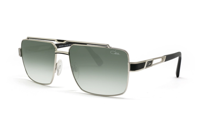 عینک آفتابی فلزی کازال - بدنه نقره ای مشکی عدسی سبز طیف دار - زاویه سه رخ