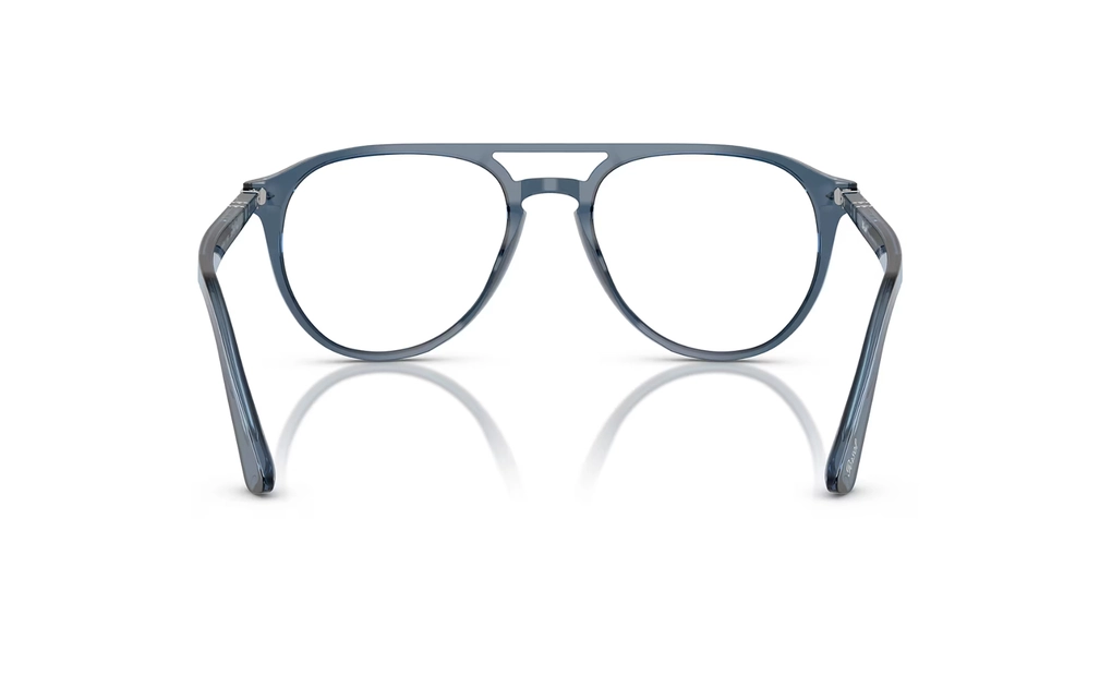 عینک طبی پرسول مدل پروفسور مدل PO3160V فریم کائوچویی آبی تیره و شفاف-عکس از زاویه داخلی عینک