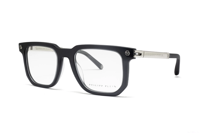 عینک طبی فیلیپ پلین Philipp Plein VPP196 بدنه مشکی مات - زاویه سه‌رخ
