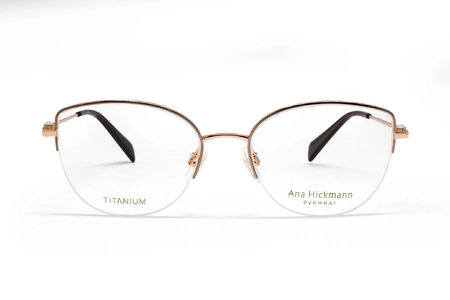 عینک طبی زنانه فلزی آناهیکمن با شیپ گربه ای و رنگ بژ -زاویه تمام رخ