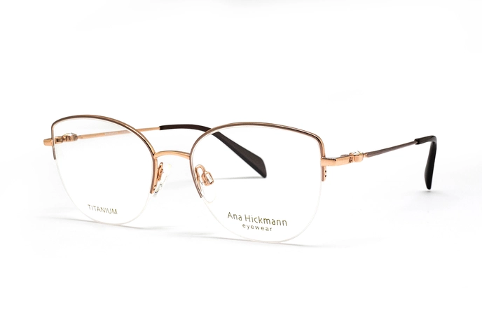 عینک طبی زنانه فلزی آناهیکمن با شیپ گربه ای و رنگ بژ -زاویه سه رخ